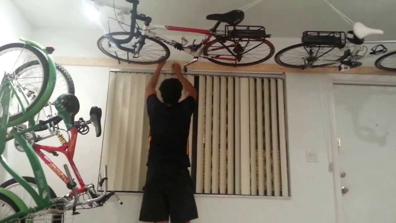 How to Hang a Bike from the Ceiling Horizontally Outdoor Driving